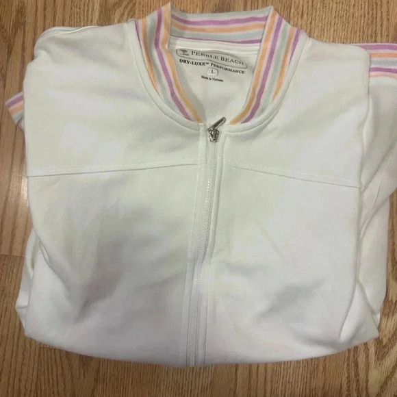 Pebble Beach White Full Zip Athletic Jacket Size Large - Picture 4 of 6
